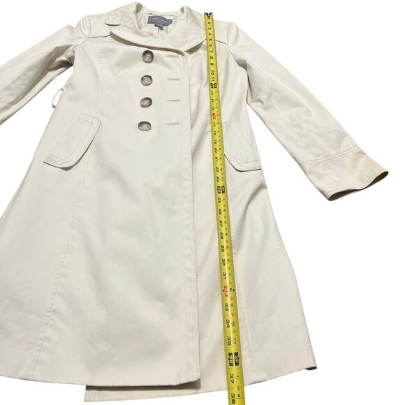 ANN TAYLOR Cream Double Breasted Trench Coat W/ Belt Size S - Picture 10 of 12